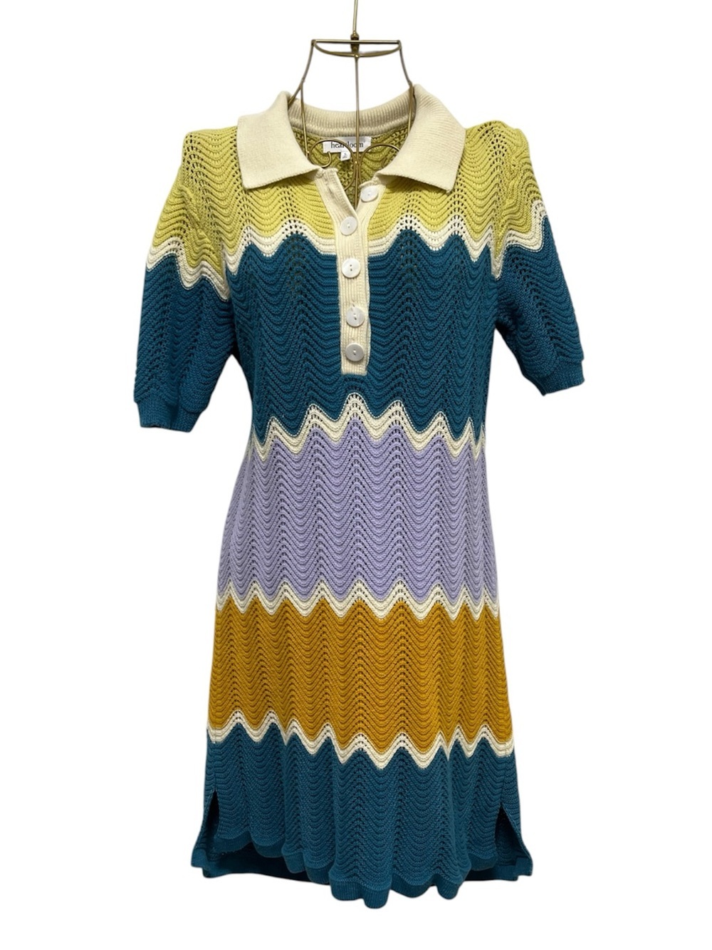 HEARTLOOM Knit Mini Dress Multicolor Zig Zag Size Small